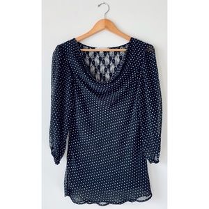 Jonathan Martin 🌸 B&W Polka Dot Blouse Lace Back